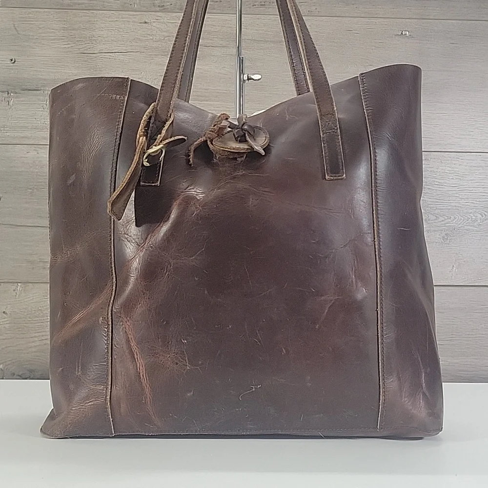 Large Baseballism Classic Brown Leather Tote Bag